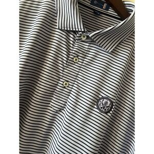 Stitch Golf Polo Shirt Mens XXL Purple Striped Performance Logo Stretch